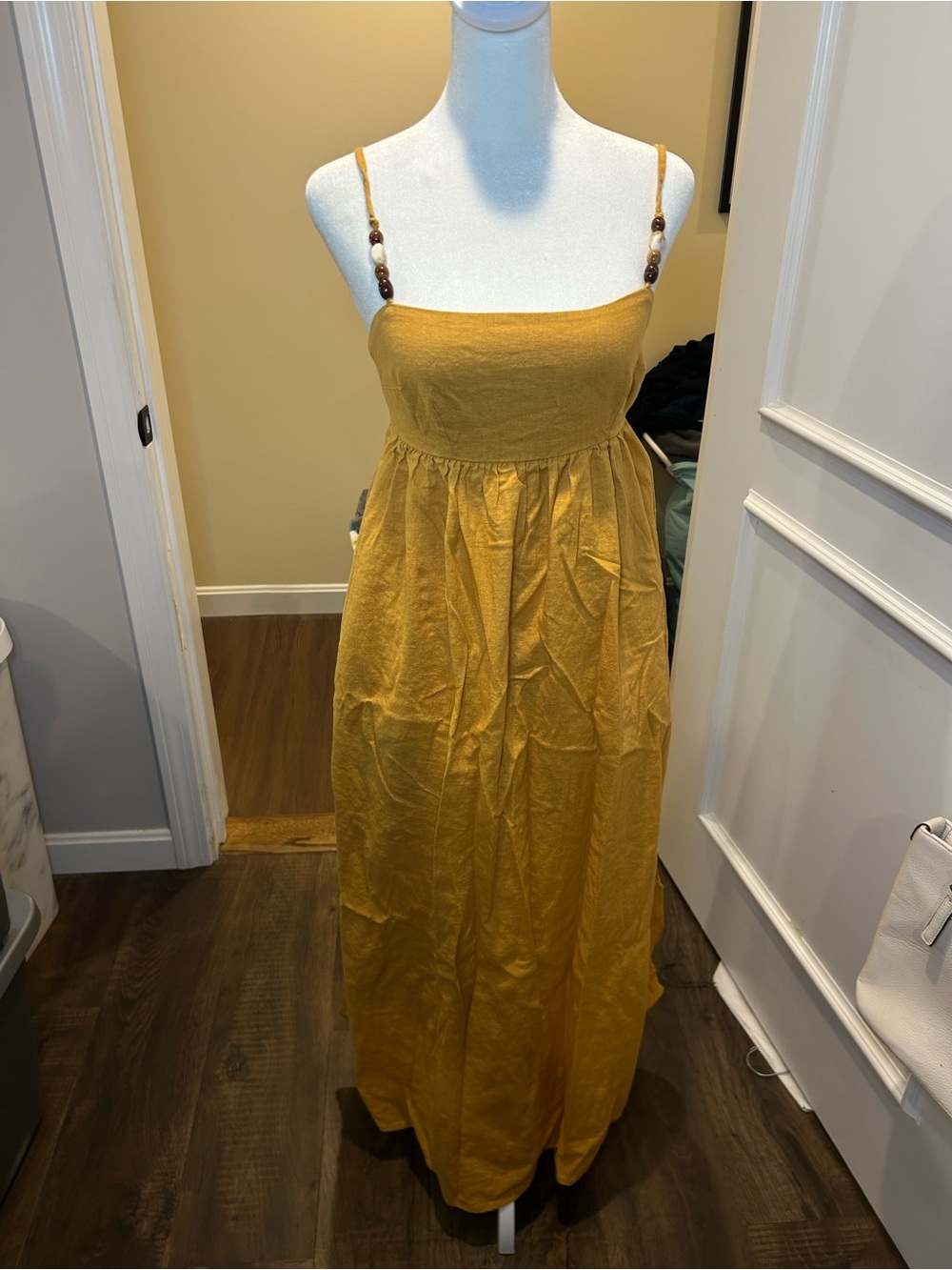 Abercrombie & Fitch Mustard Spaghetti Strap Maxi Dress